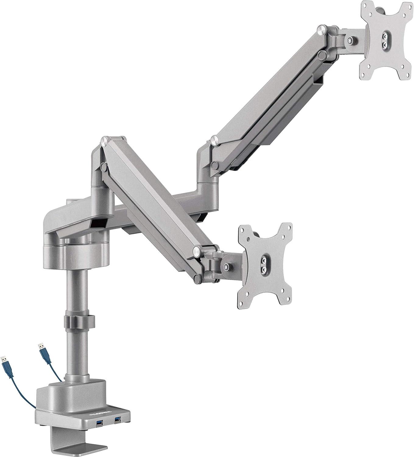 Lorell, LLR99803, USB Pole Dual Monitor Arm, 1 Each, Gray