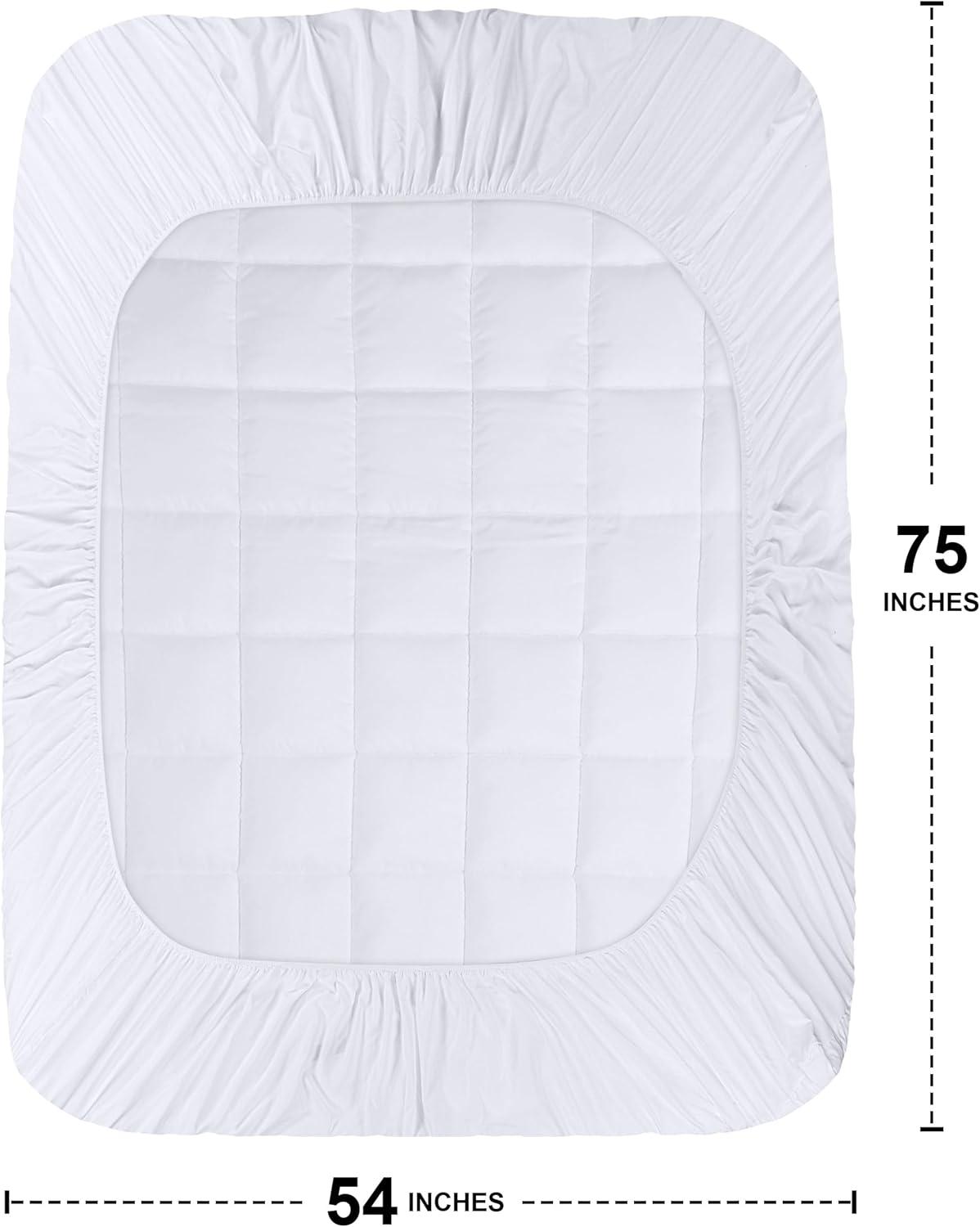 Utopia Bedding Full Mattress Pad, Quilted Fitted Premium Mattress Protector, Deep Pocket Cover Stretches up to 16 Inches, Fluffy Pillow Topper (54x75 Inches, White)