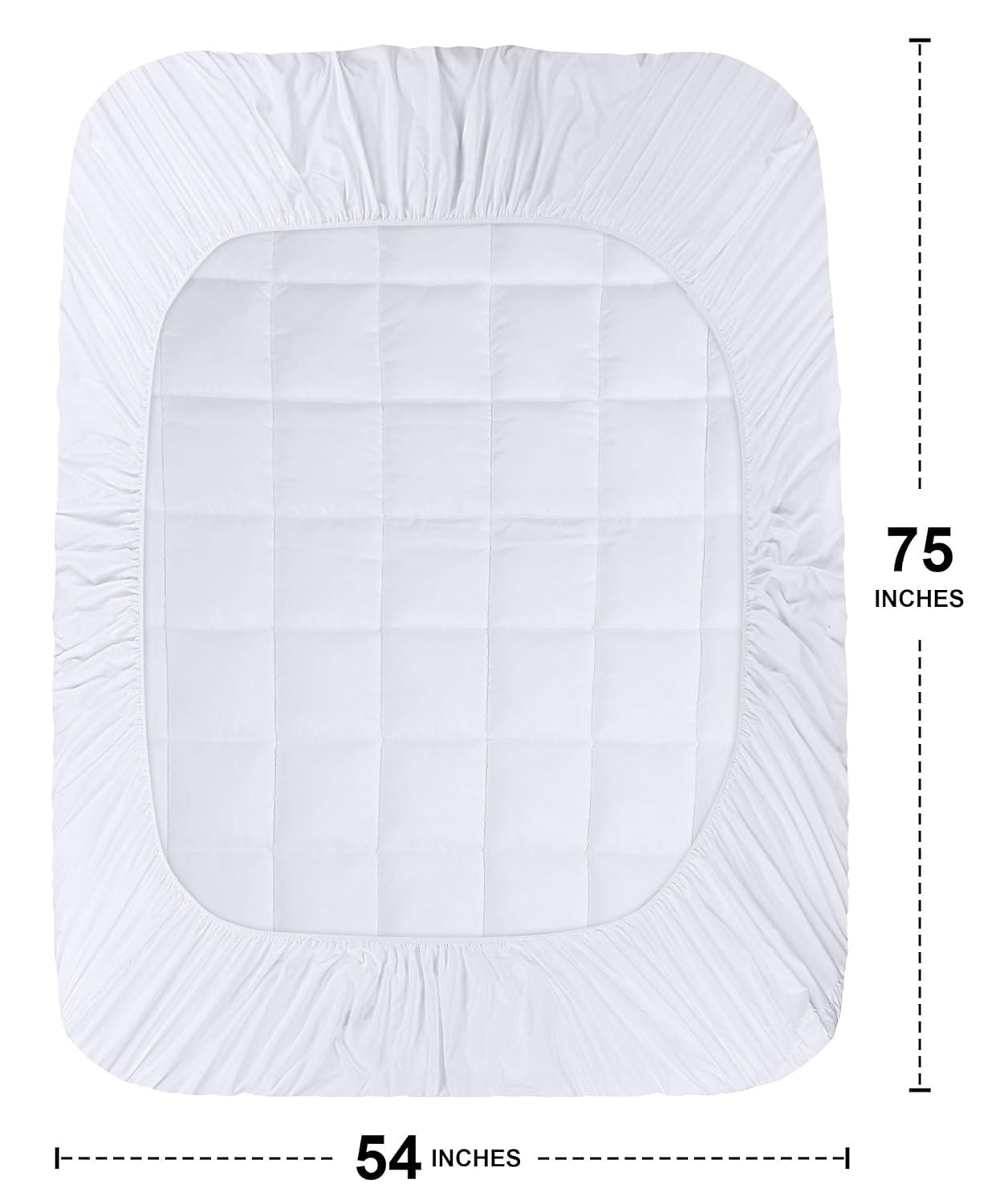 Utopia Bedding Full Mattress Pad, Quilted Fitted Premium Mattress Protector, Deep Pocket Cover Stretches up to 16 Inches, Fluffy Pillow Topper (54x75 Inches, White)