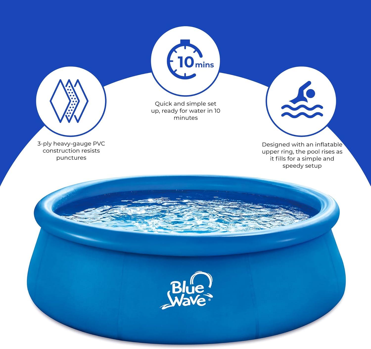 Blue Wave 9ft Round 30in Deep Speed Set Family Pool with Cover