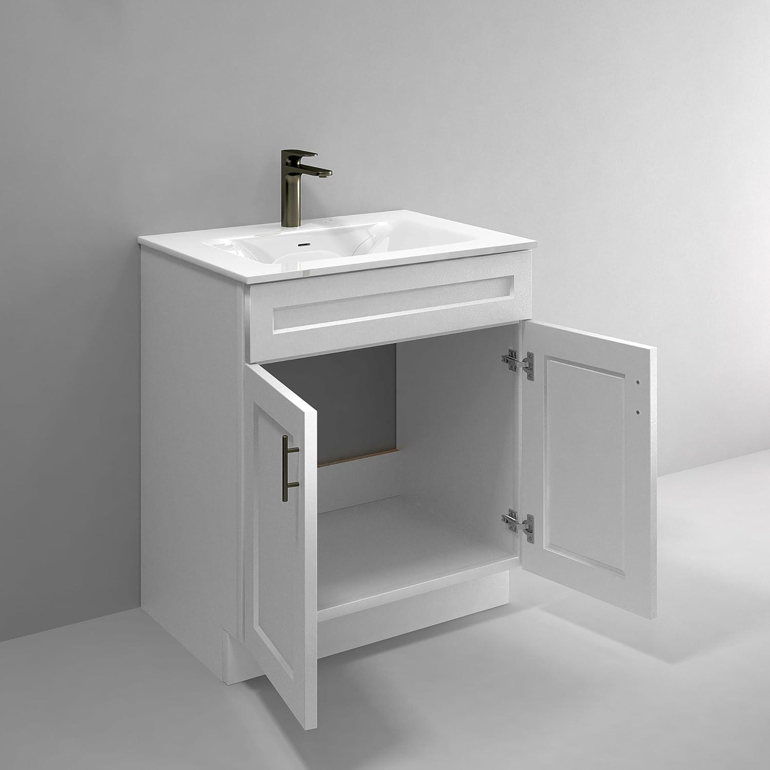 White Shaker Sink Base Bathroom Vanity Ready-to-Assemble Cabinet 30" Width