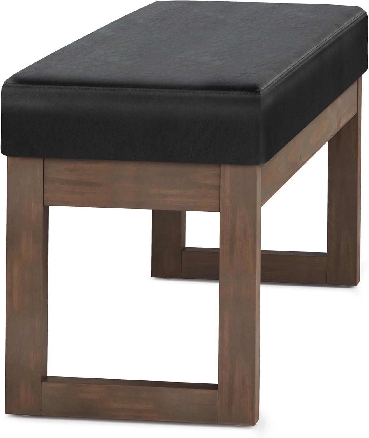 Simpli Home Milltown Ottoman Bench with Upholstered Seat and Solid Wood Frame