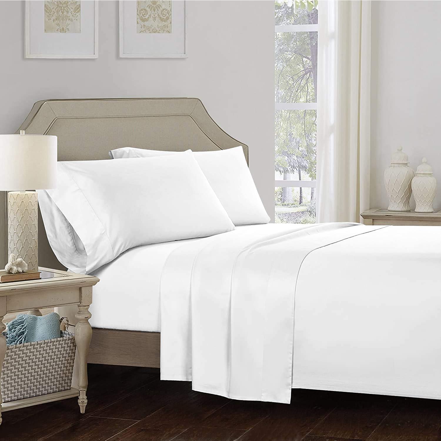 Cool & Crisp 100% Cotton Percale Full Sheet Set in White