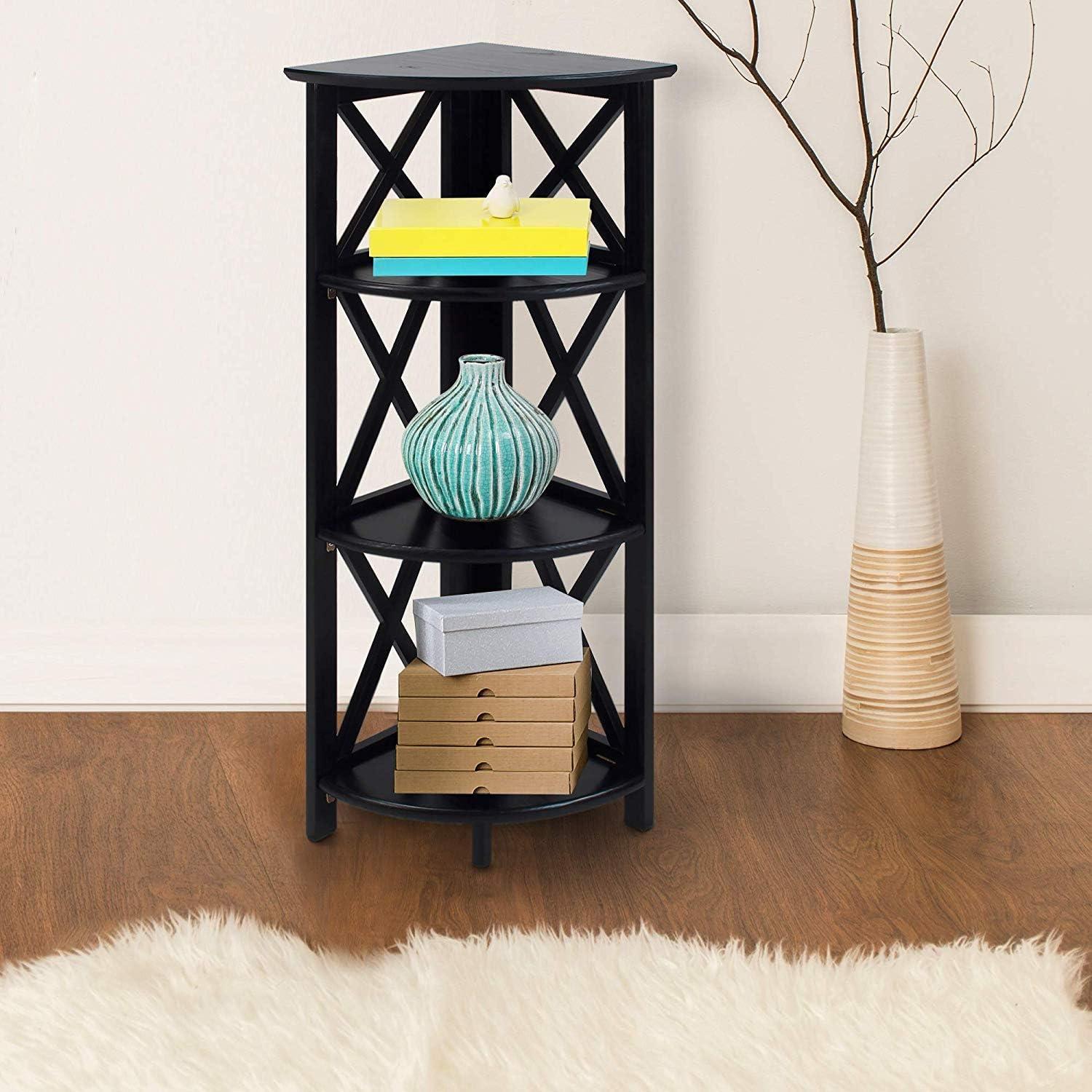 Casual Home Montego 3 Shelf Corner Folding Bookcase with Mantel Top