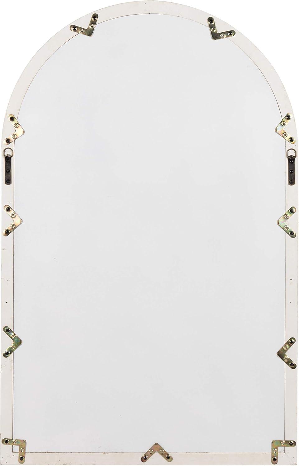 Kate and Laurel Boldmere Large Traditional Wood Windowpane Arch Mirror, 28x44, Rustic Brown and White