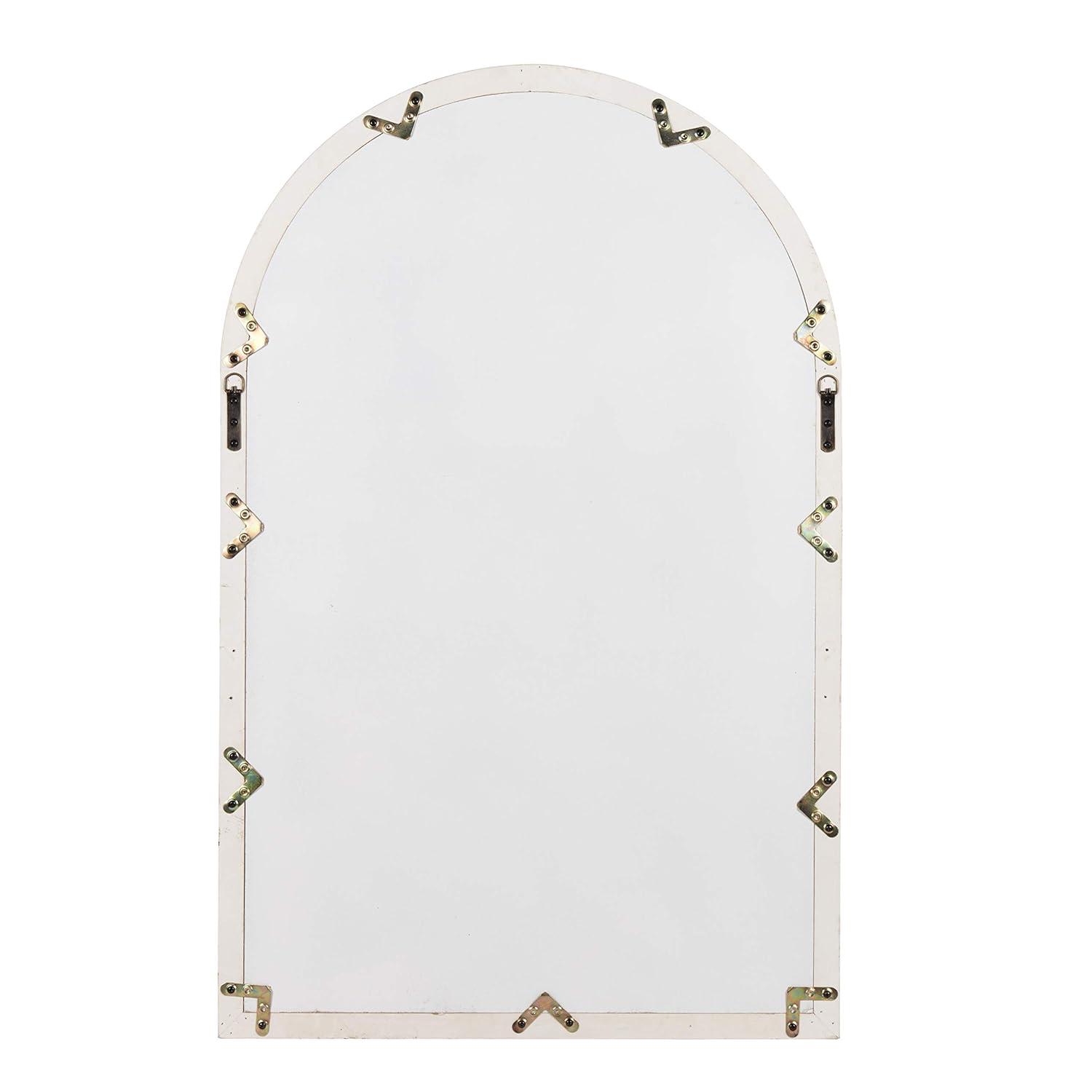 Kate and Laurel Boldmere Large Traditional Wood Windowpane Arch Mirror, 28x44, Rustic Brown and White