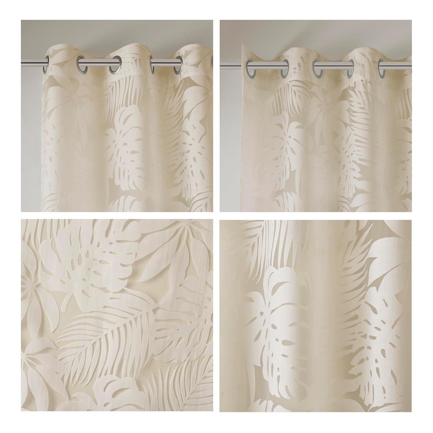Madison Park Leilani Palm Leaf Burnout Window Sheer