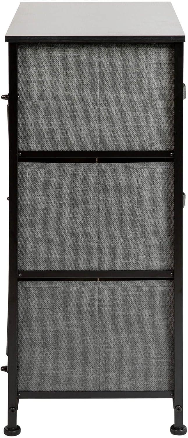 Malone 3 Drawer Vertical Storage Dresser with Wood Top & Fabric Pull Drawers