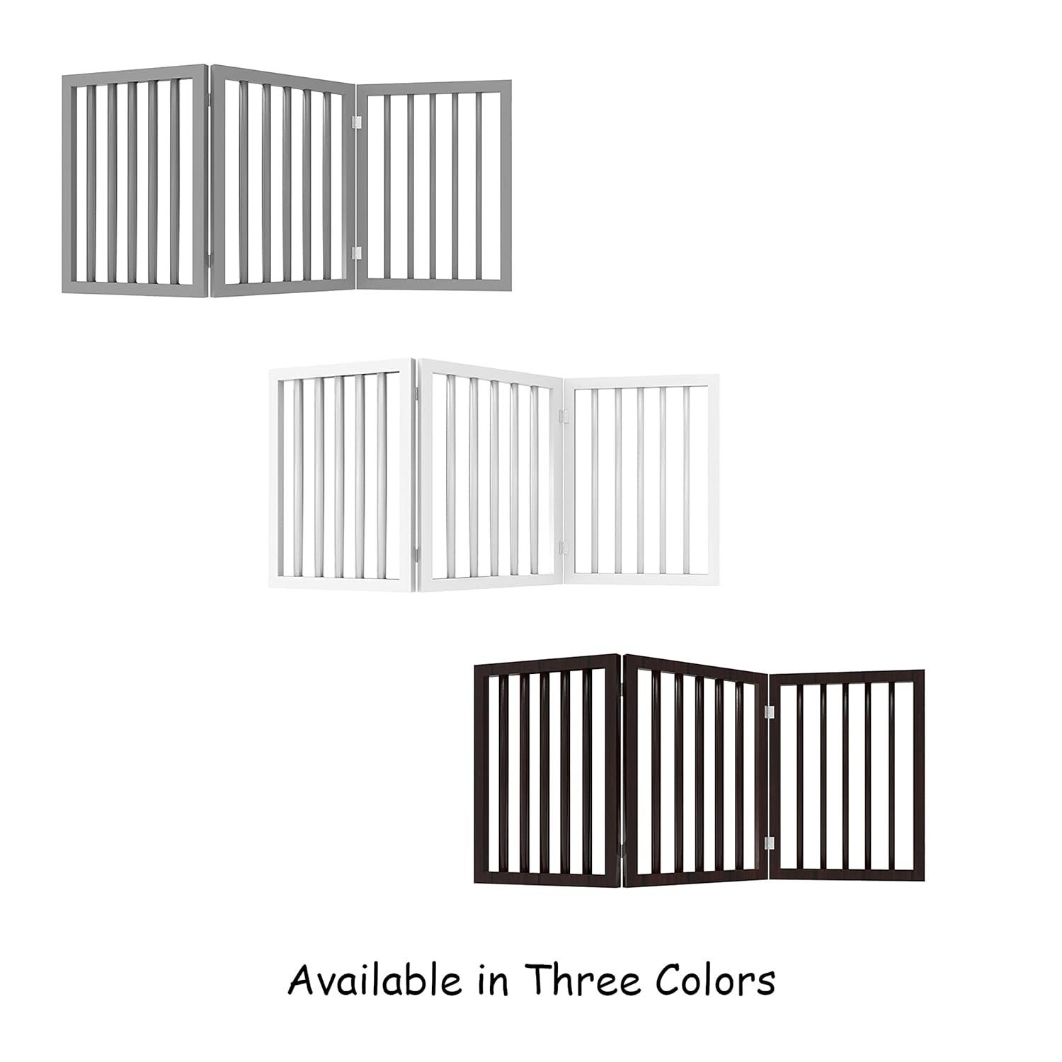 Indoor Pet Gate - 3-Panel Folding Dog Gate for Stairs or Doorways - 54x24-Inch Freestanding Pet Fence for Cats and Dogs by PETMAKER (Gray)