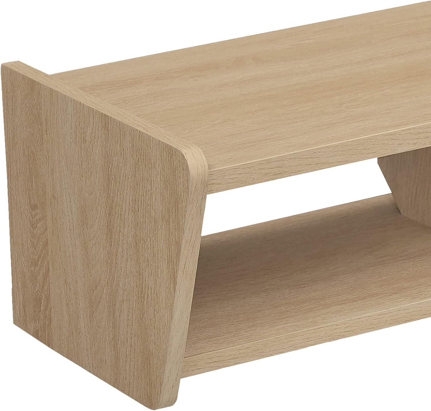 Walker Edison Minimalist Floating TV Stand for TVs up to 70”, Coastal Oak