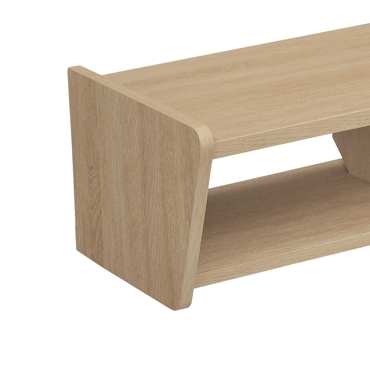 Walker Edison Minimalist Floating TV Stand for TVs up to 70”, Coastal Oak