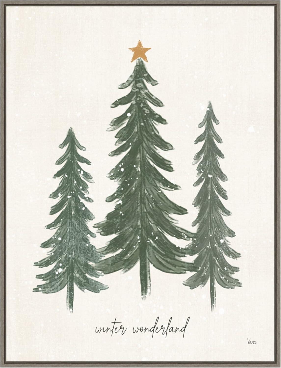 Amanti Art Woodland Christmas Trees by Veronique Charron Canvas Wall Art Print Framed 23 x 30-in.