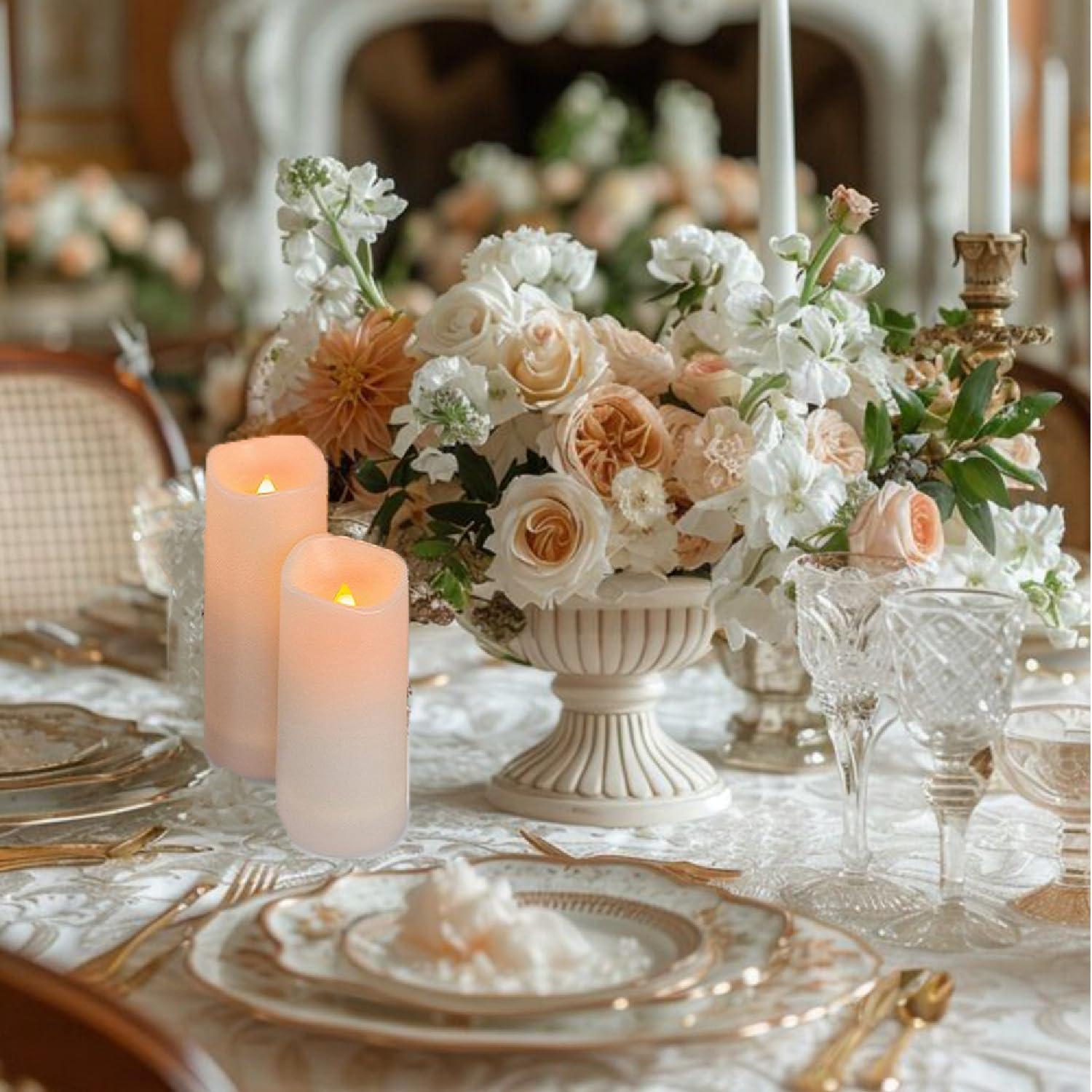 Aignis 2pcs Flameless LED Candles Battery Operated with 10-Key Remote Timer, Indoor Heat Resistant, 3D Wick with Warm Flickering Glow for Cozy Home/Wedding/Holiday Décor (D 2.2" x H 6")