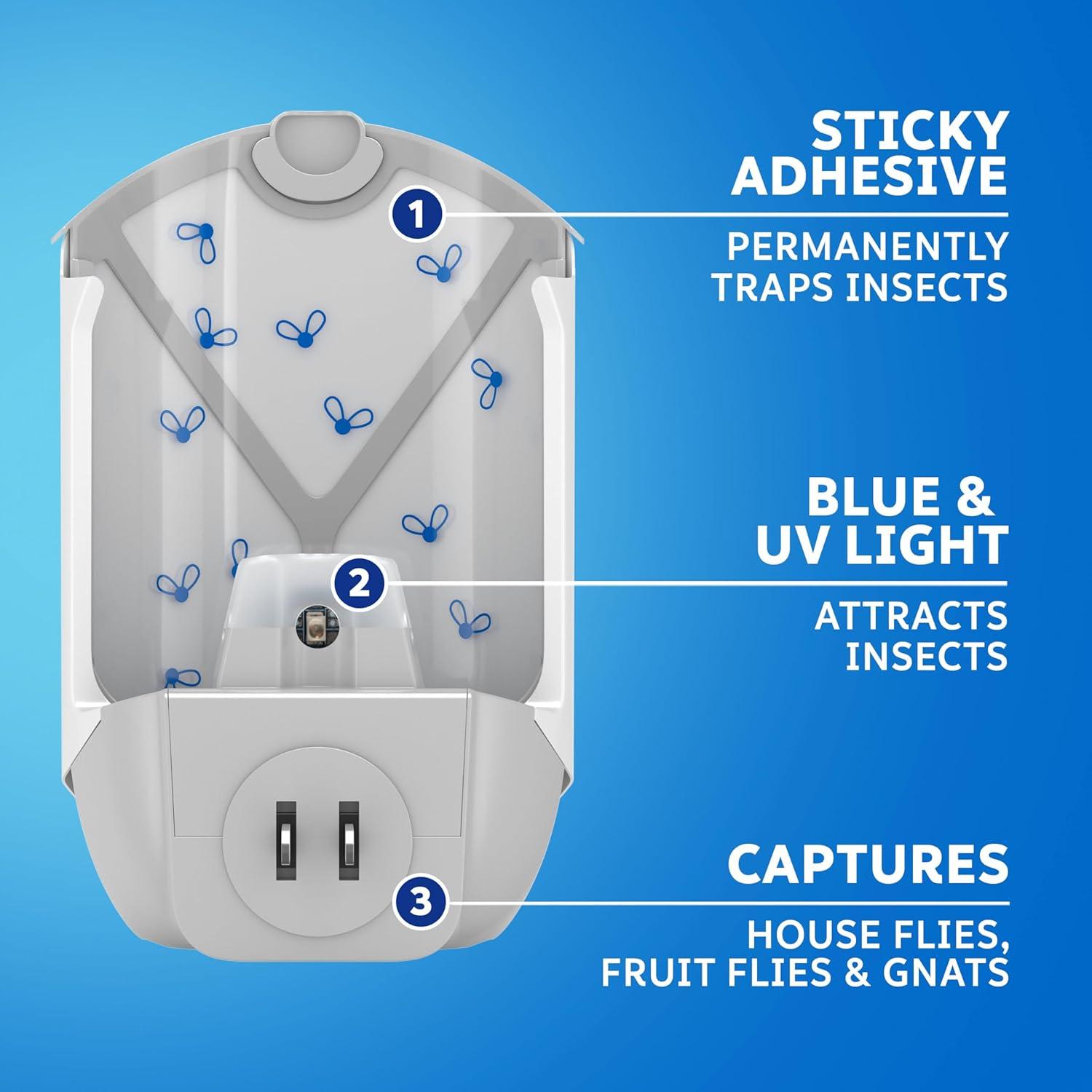Zevo Flying Insect Trap, Fly Trap Captures Houseflies, Fruit Flies, and Gnats 1 Plug-in Base + 1 Cartridge