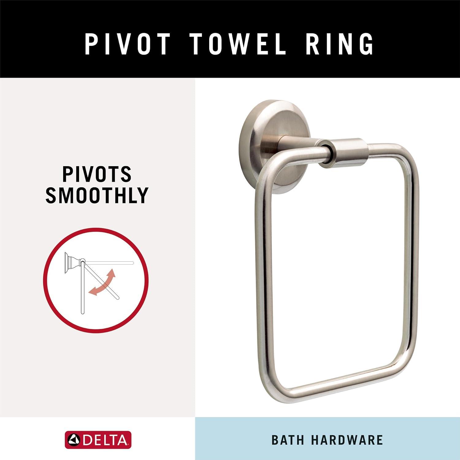 Westdale Wall Mount Square Closed Towel Ring Bath Hardware Accessory in Brushed Nickel