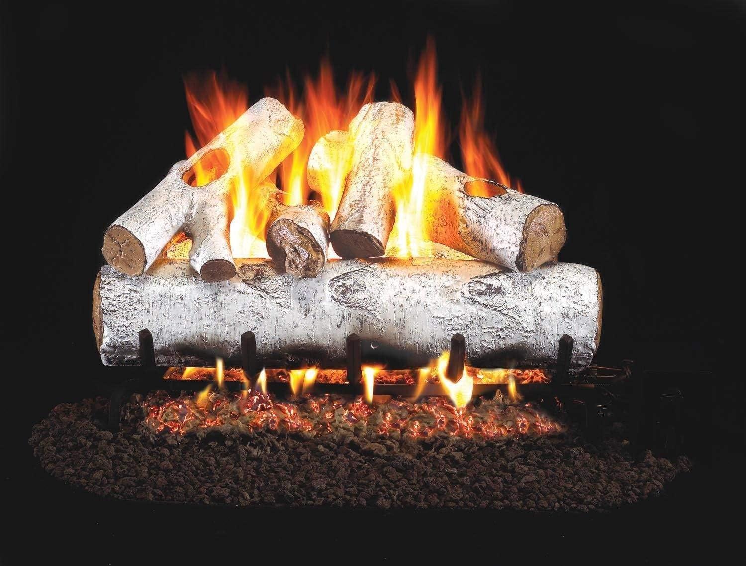 24-Inch White Birch Vented Gas Logs with Natural Gas