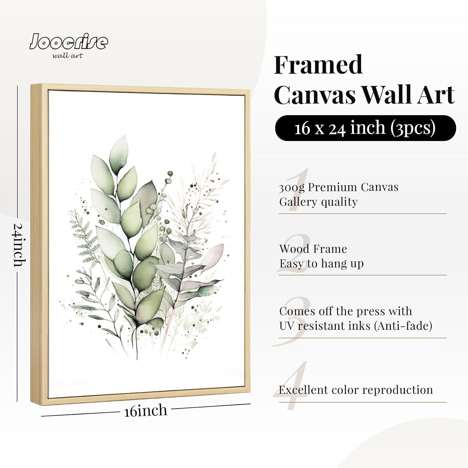 Watercolor Botanical Wall Art Set Of 3 Boho Floral Canvas Wall Decor Prints Sage Green Wildflower Wall Art Modern Flower Pictures Botanical Painting For Bedroom Bathroom 16X24 Inch Unframed