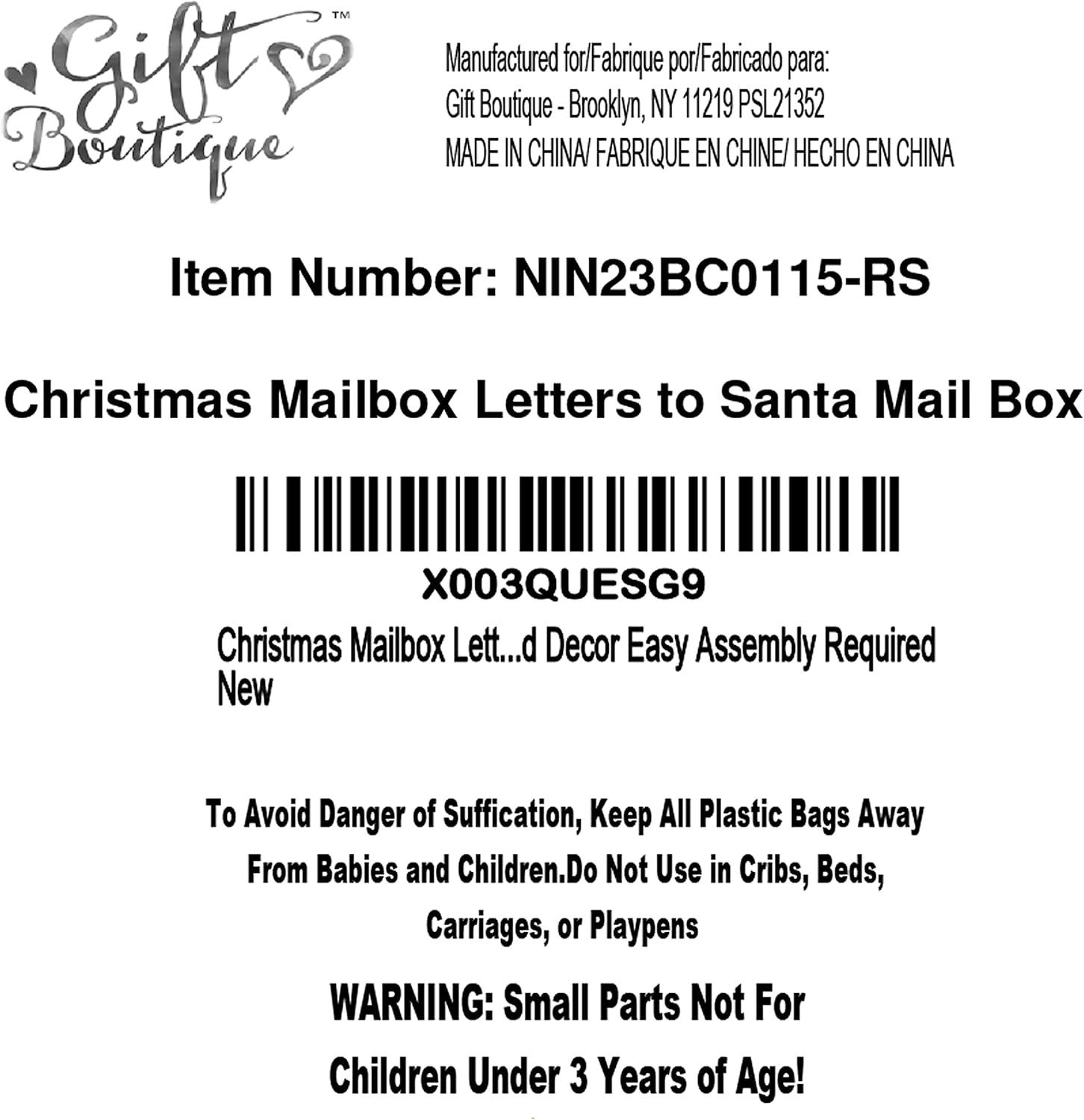 Gift Boutique Christmas Mailbox Letters to Santa Mail Box Xmas Decorations Gift Wish List to North Pole Wooden Delivery Postbox for Indoor Outdoor Home Classroom Porch Decor Easy Assembly Required
