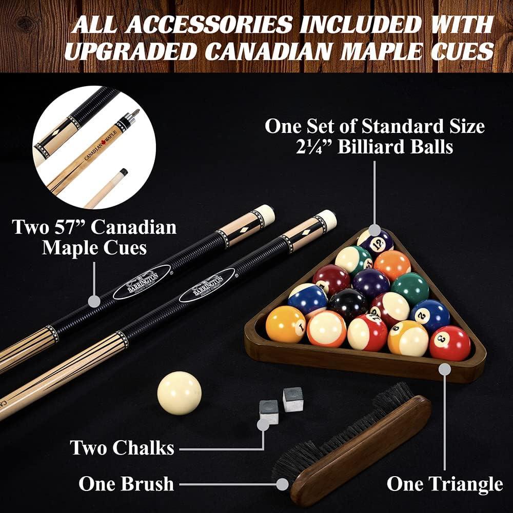 Barrington Billiards 8' Urban Slate-Tech Drop Pocket Table with Cover, Pool Ball and Cue Stick Set