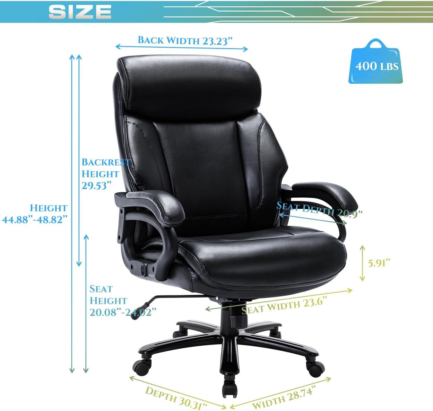 COLAMY Executive Big and Tall 400lbs PU Leather Office Chair