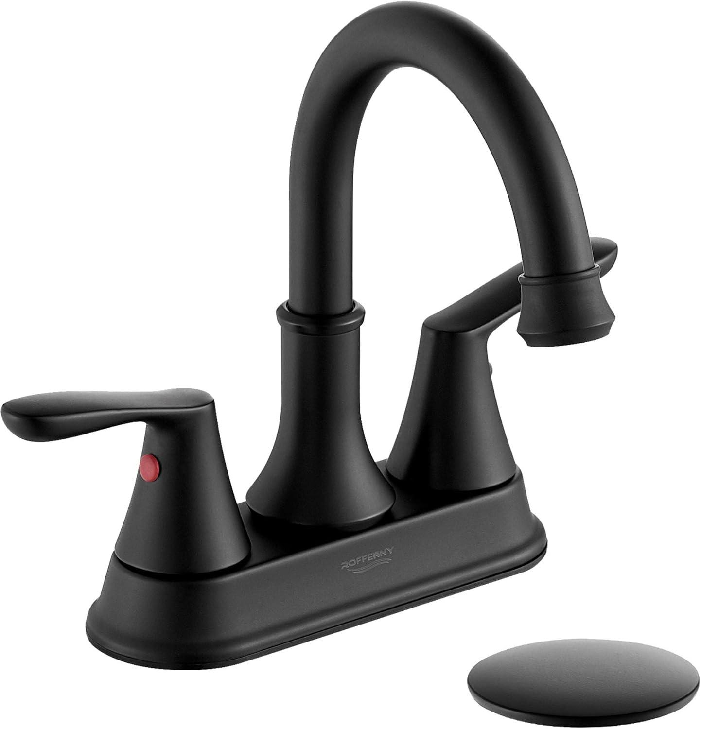 Matte Black High Arc Double Handle Bathroom Faucet