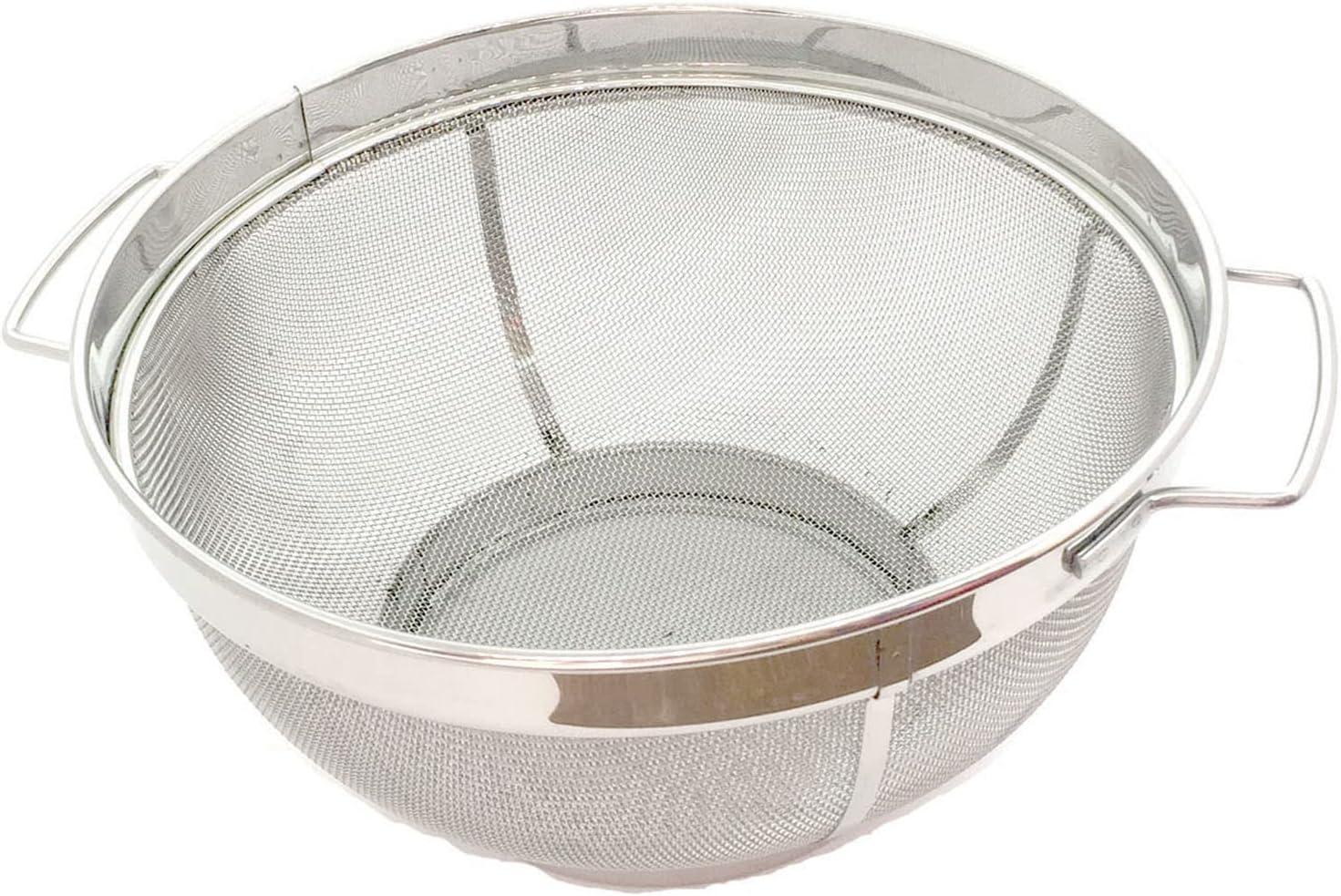 Large Fine Mesh Pasta Round Strainer, Metal Colander for Rice, Salad,Quinoa, Yogurt, Cooking (11 x 4 In)