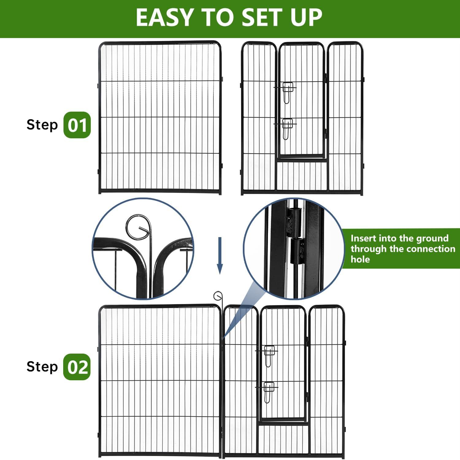 FDW Dog Playpen Pet Dog Fence 2-32 Panels  24/32/40"H Metal Dog Pen Outdoor Exercise Pen with Doors for Large/Medium /Small Dogs for RV,Camping,Yard