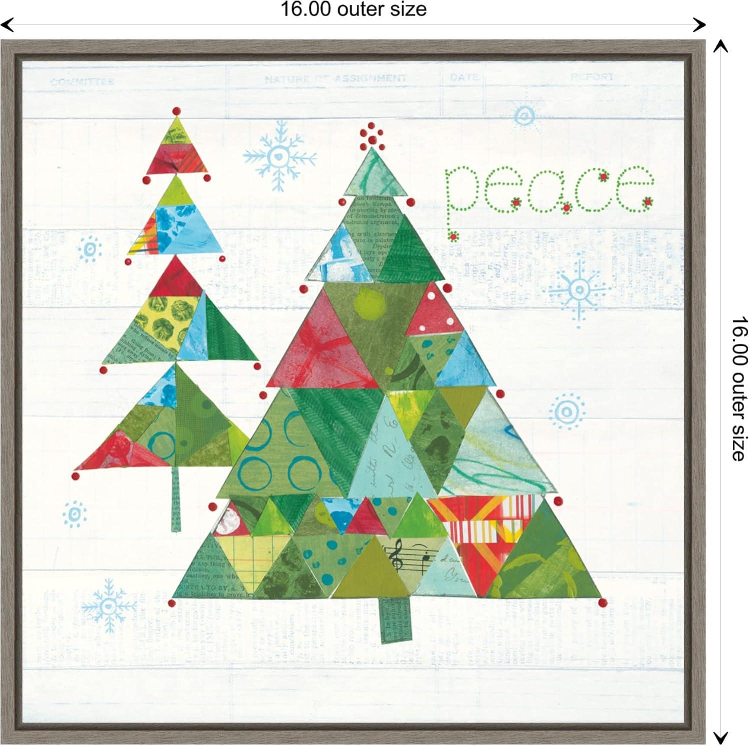 Amanti Art Christmas Patchwork IV (Tree) by Courtney Prahl Canvas Wall Art Print Framed 16 x 16-in.