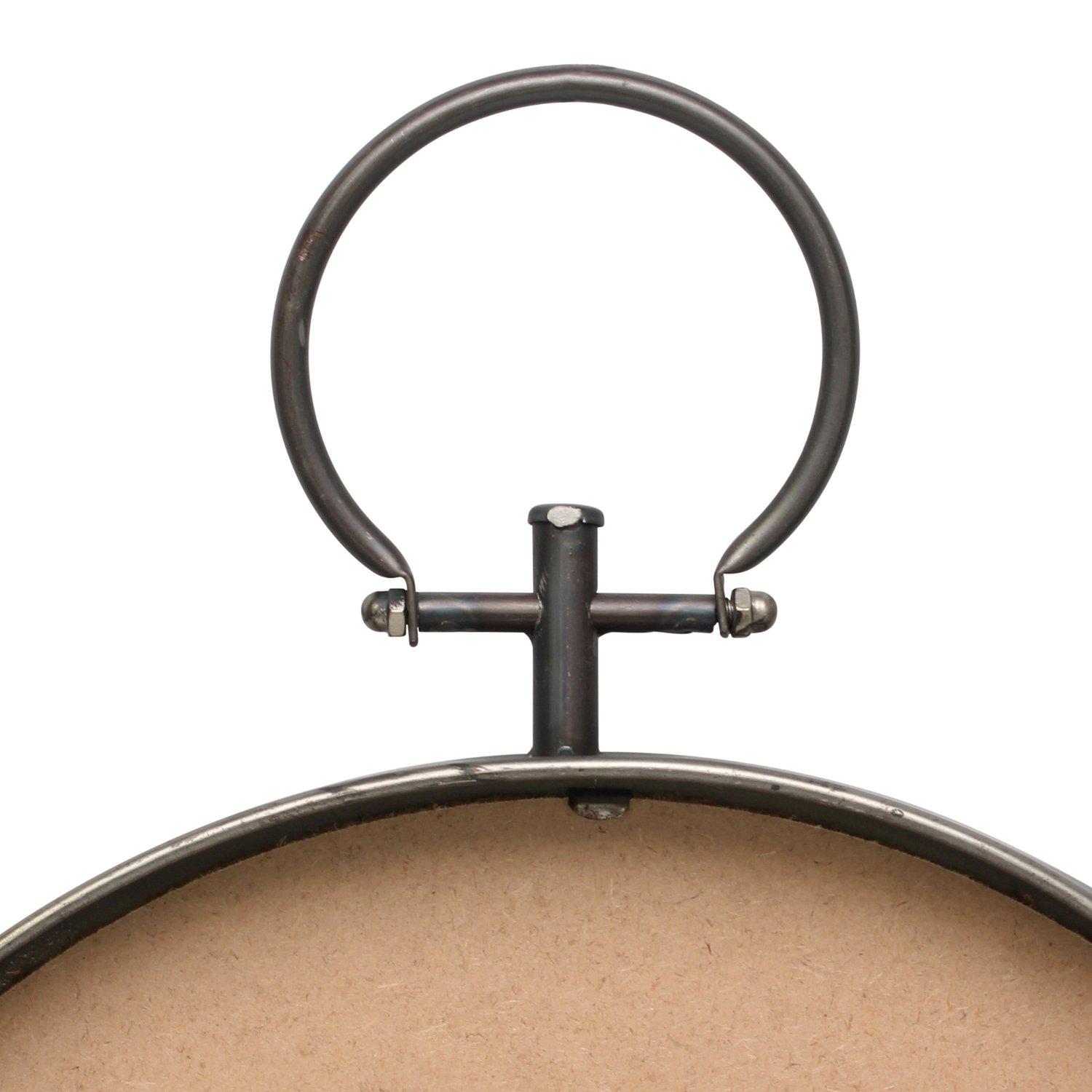 Rustic Bronze Round Wall Mirror with Rivet Detail and Hanging Loop