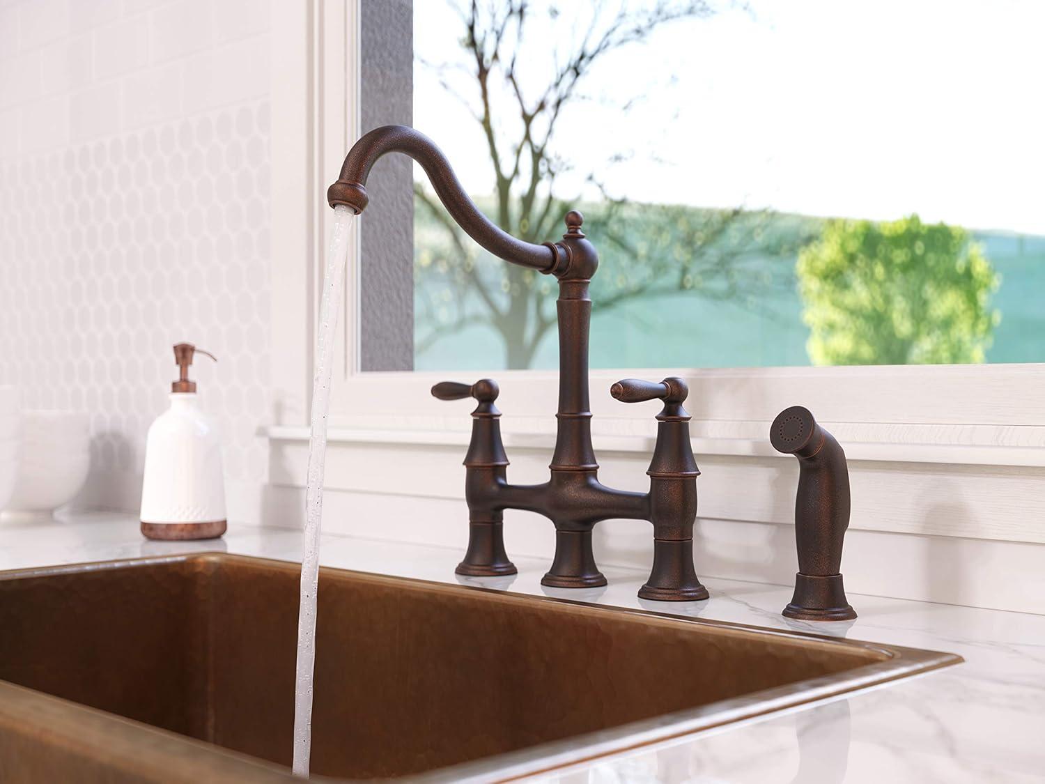 Courant Bridge Double Handle Kitchen Faucet with Side Spray