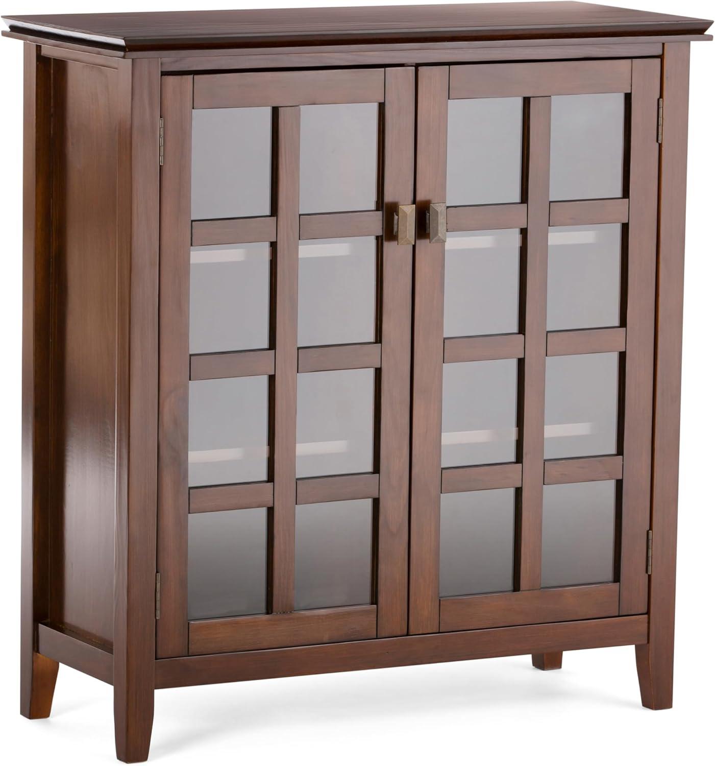 Simpli Home Artisan SOLID WOOD 38 inch Wide Transitional Medium Storage Cabinet in Russet Brown