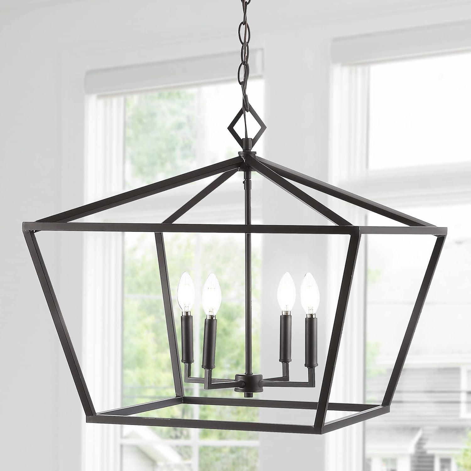 Gatsby 23" 4-Light Adjustable Iron Rustic Glam LED Pendant, Oil Rubbed Bronze