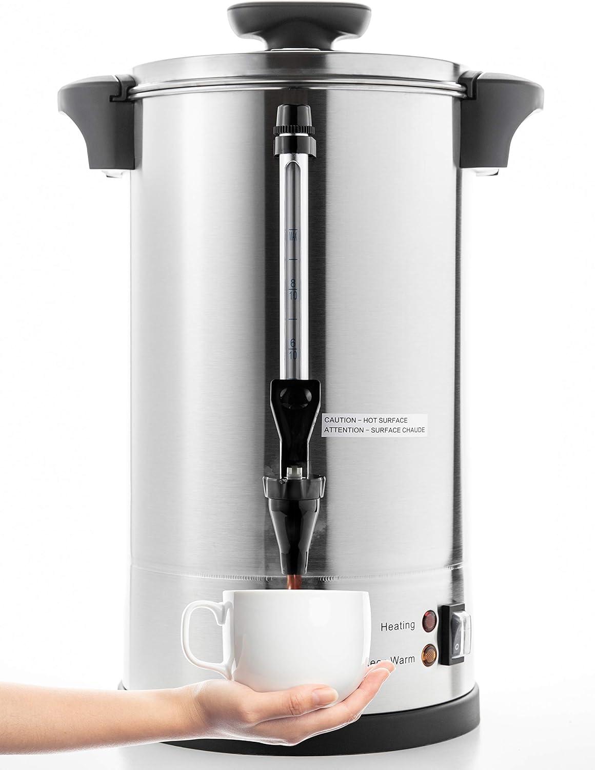 SYBO Commercial Grade Stainless Steel Percolate Coffee Maker Hot Water Urn, 55 CUP 8L