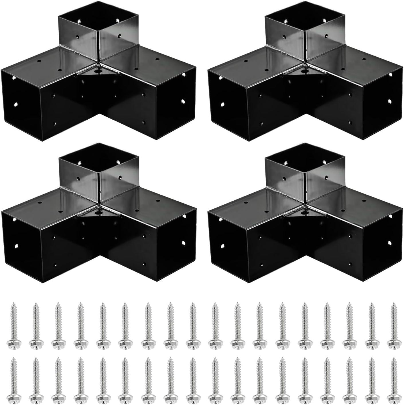 Black Alloy Steel 4x4 Waterproof Pergola Bracket Kit