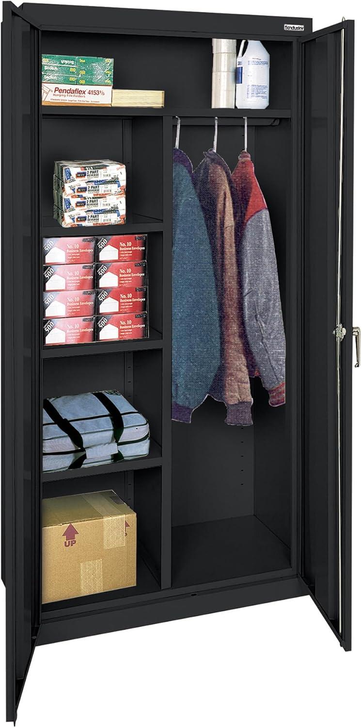 Classic Series 36"W x 72"H x 24"D Combination Storage Cabinet with Adjustable Shelves, Black