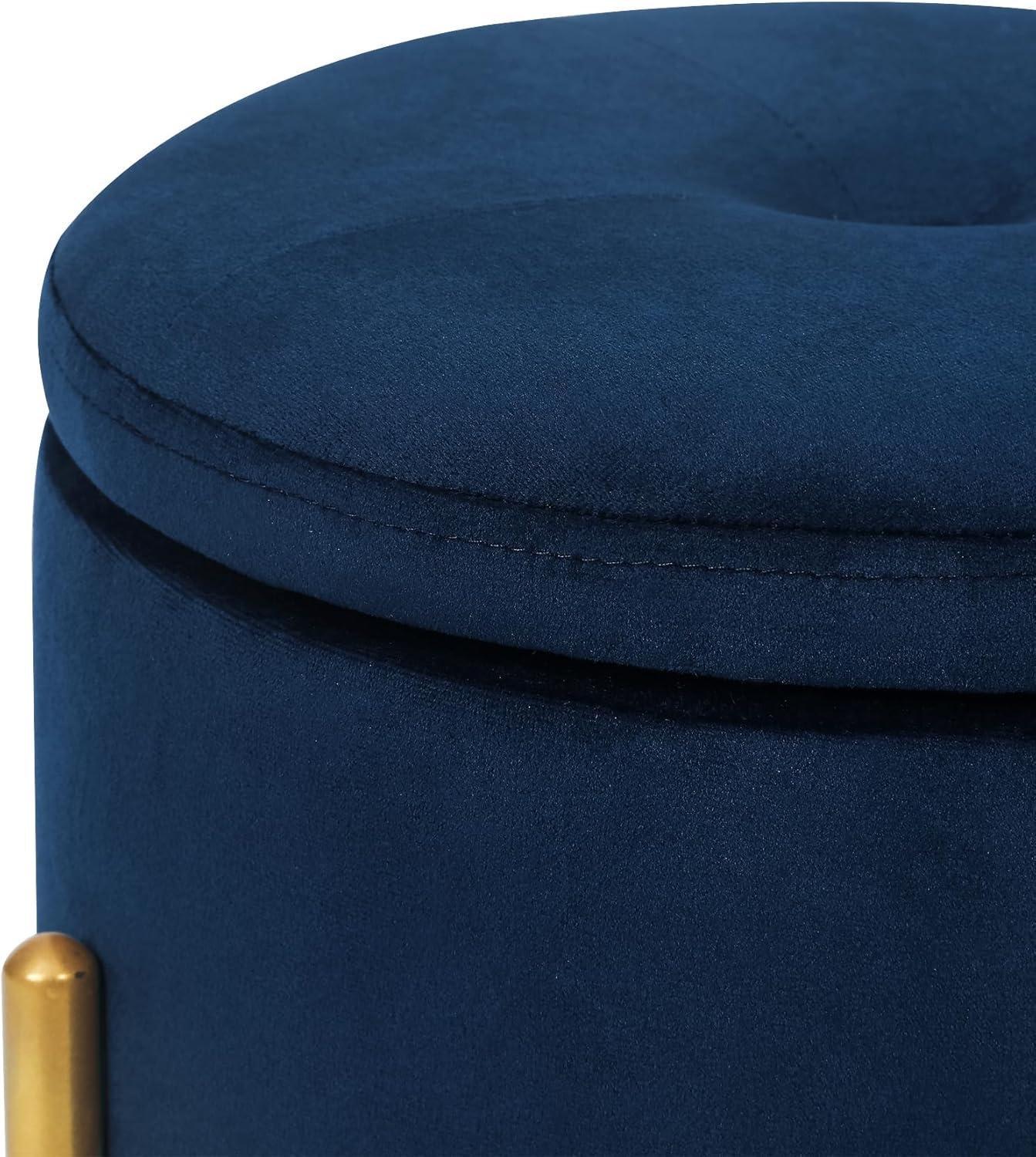 Malina Velvet Metal Storage Ottoman Navy Blue/Gold - Baxton Studio