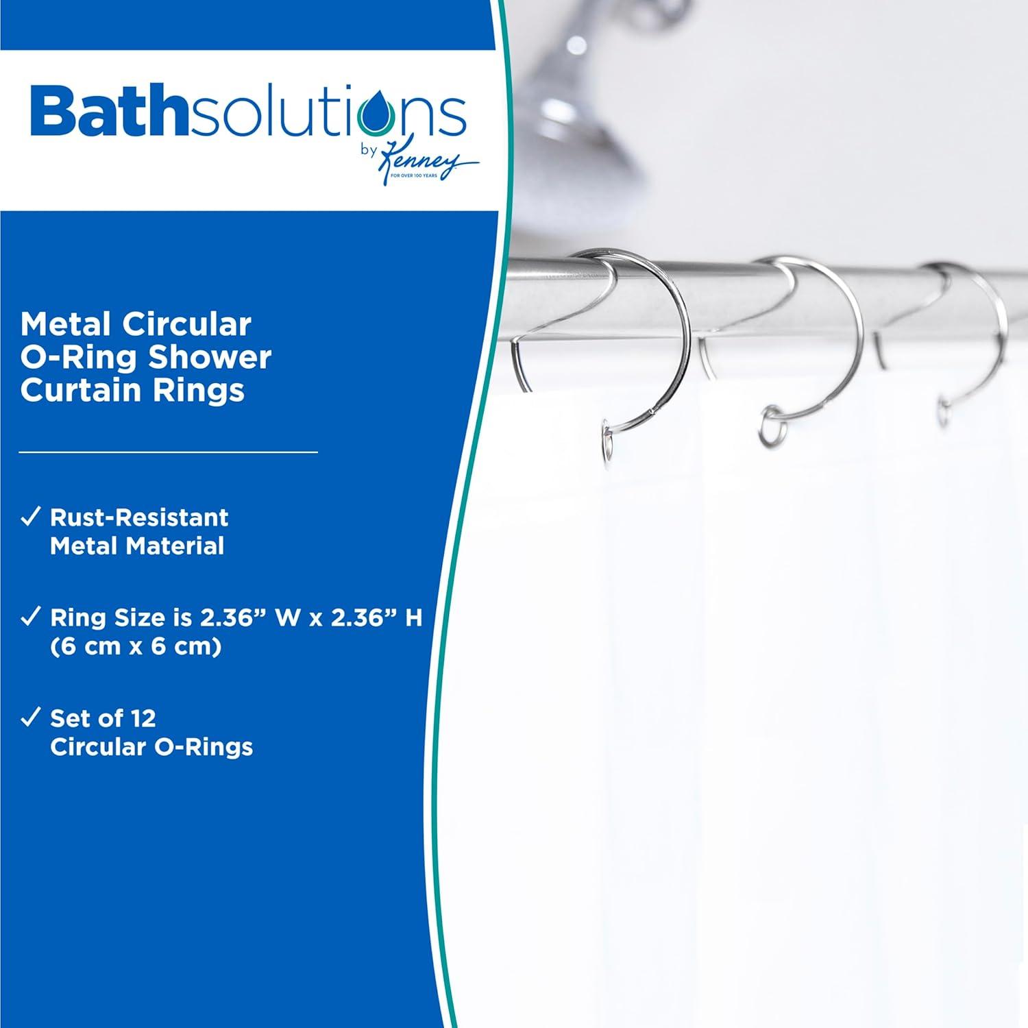 Kenney Kenney Rust-Resistant Metal Circular O-Ring Shower Curtain Rings, Chrome (Set of 12)