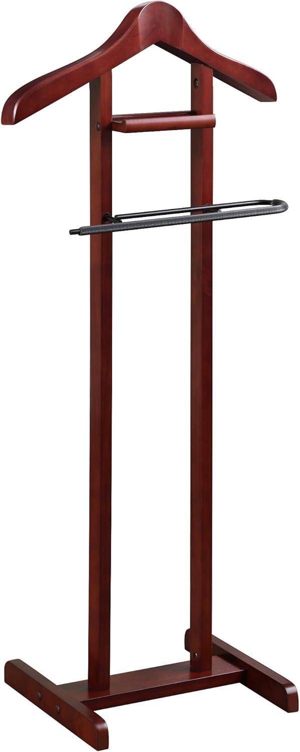 Lancaster Dark Mahogany Wood Valet Stand with Black Hardware