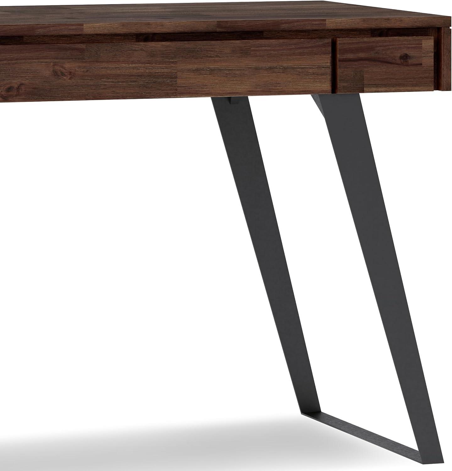 Simpli Home Lowry Solidwood 44 in. Desk in Distressed Charcoal Brown
