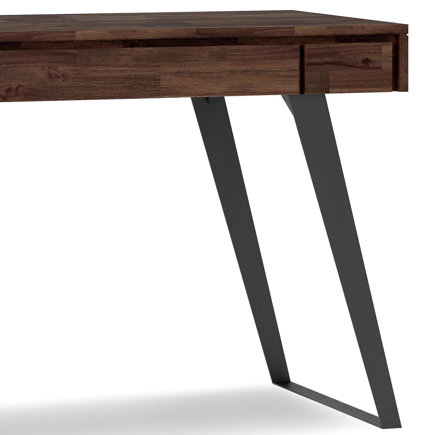 Simpli Home Lowry Solidwood 44 in. Desk in Distressed Charcoal Brown