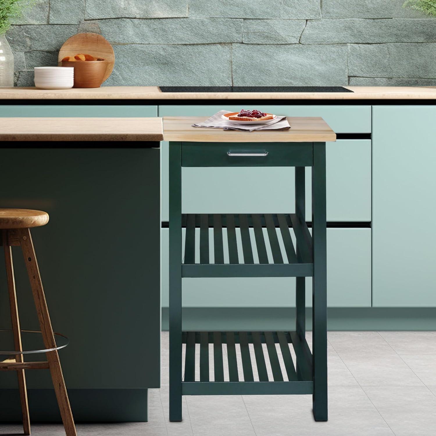 Sunrise Kitchen Island with Solid Wood Top, Hunter Green