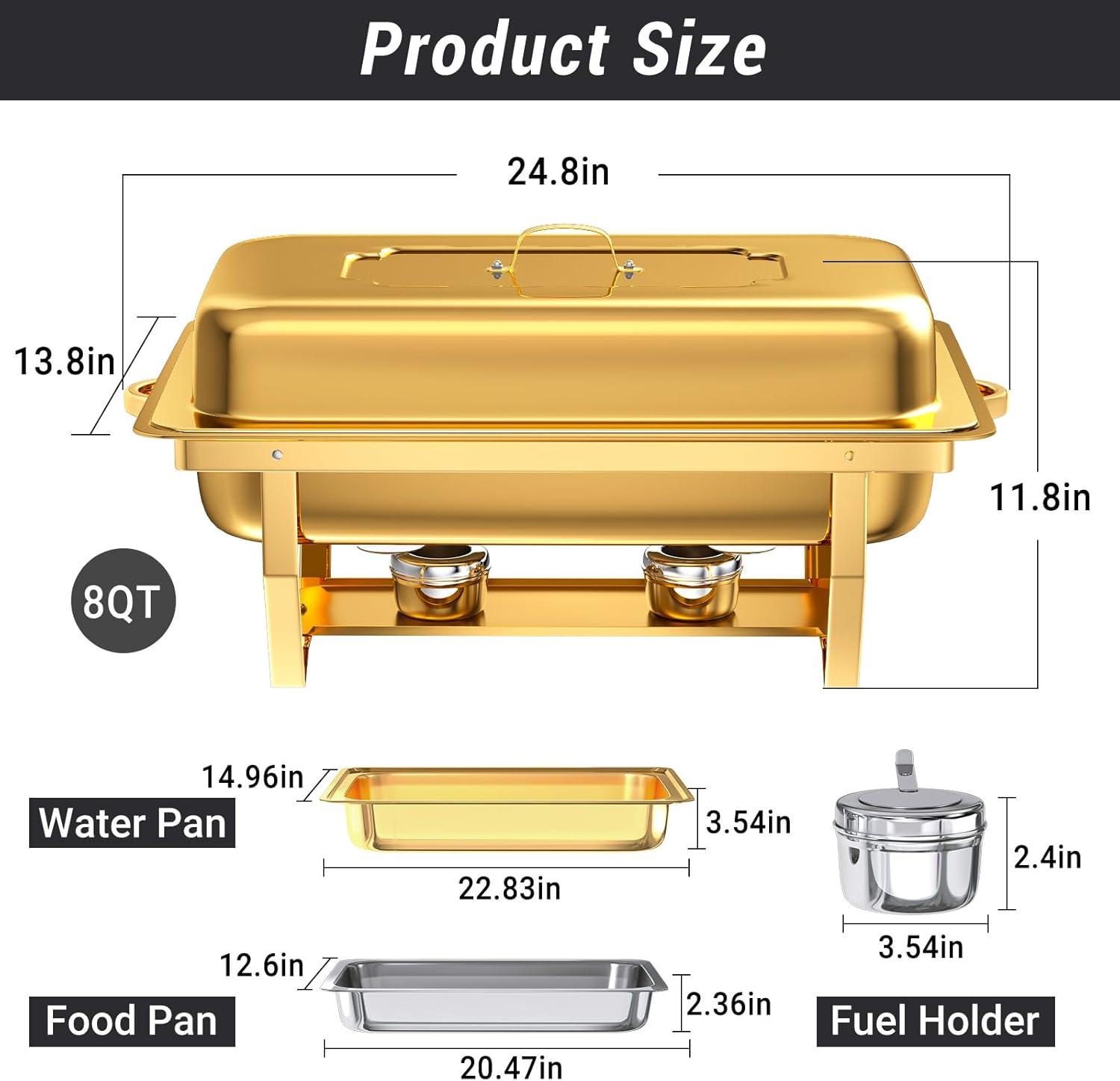 The Party Aisle™ Chafing Dishes For Buffet 4 Pack, 8 Qt Stainless Steel Chafers And Buffet Warmers Sets With Lid, Rectangle Serving Food Warmer Catering Supplies Buffet Display For Parties