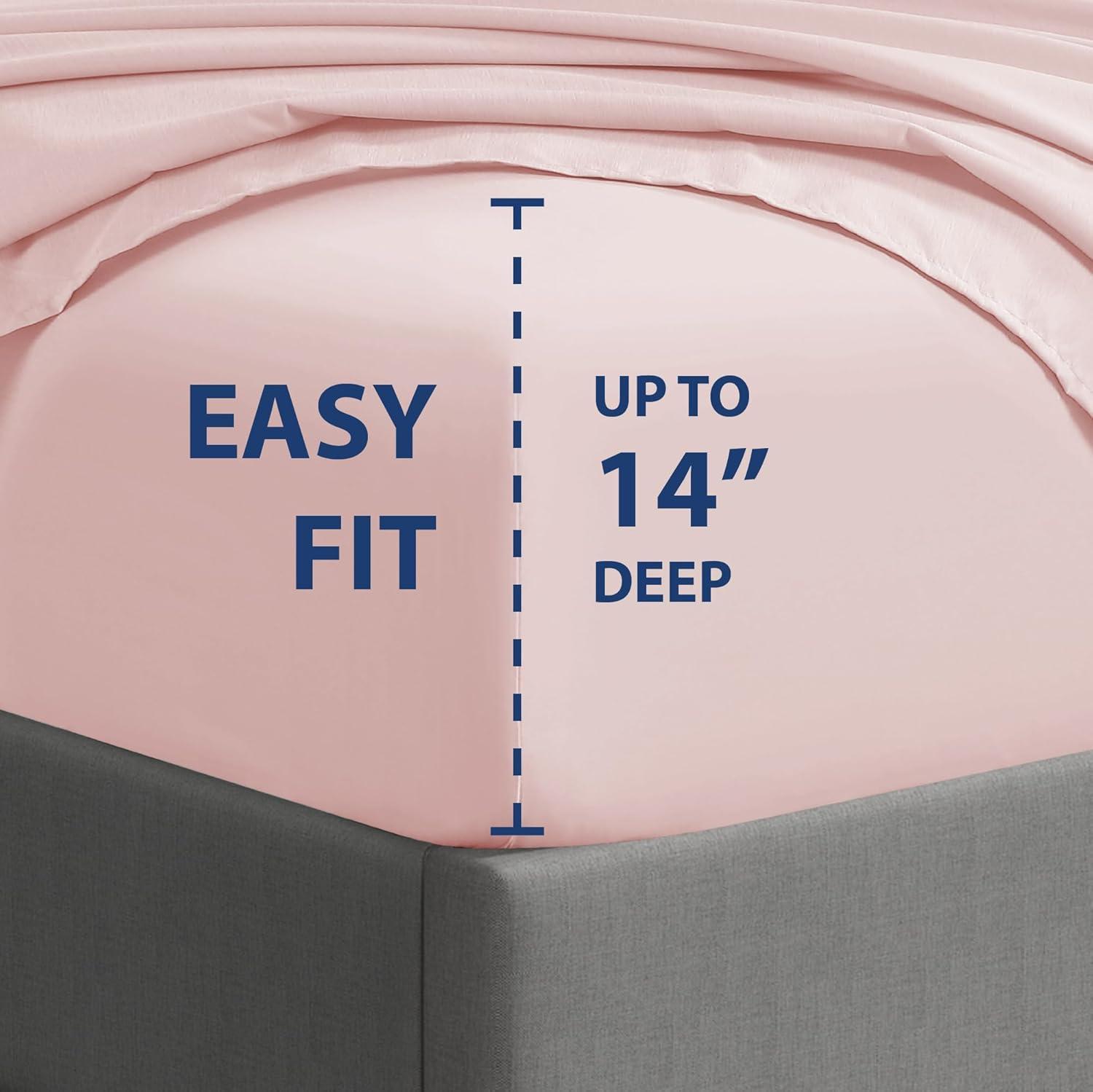 Swift Home | 4-Piece Solid Microfiber Sheet Set Blush Queen