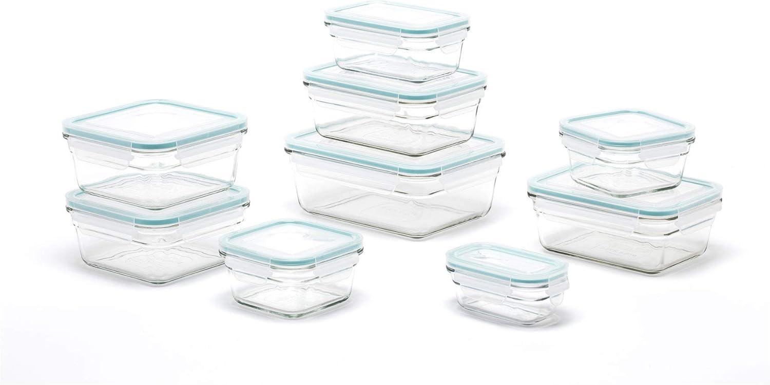 Clear Glass Food Storage Container Set with Lids, 18 Pieces