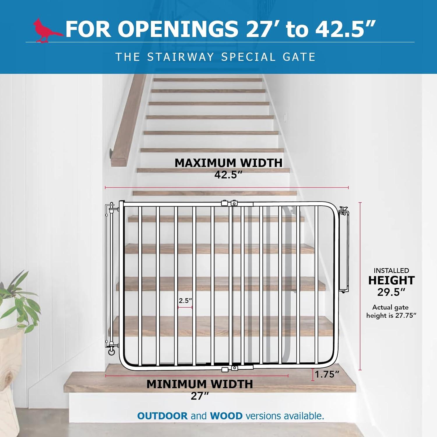 Adjustable White Aluminum Stairway Swinging Safety Gate