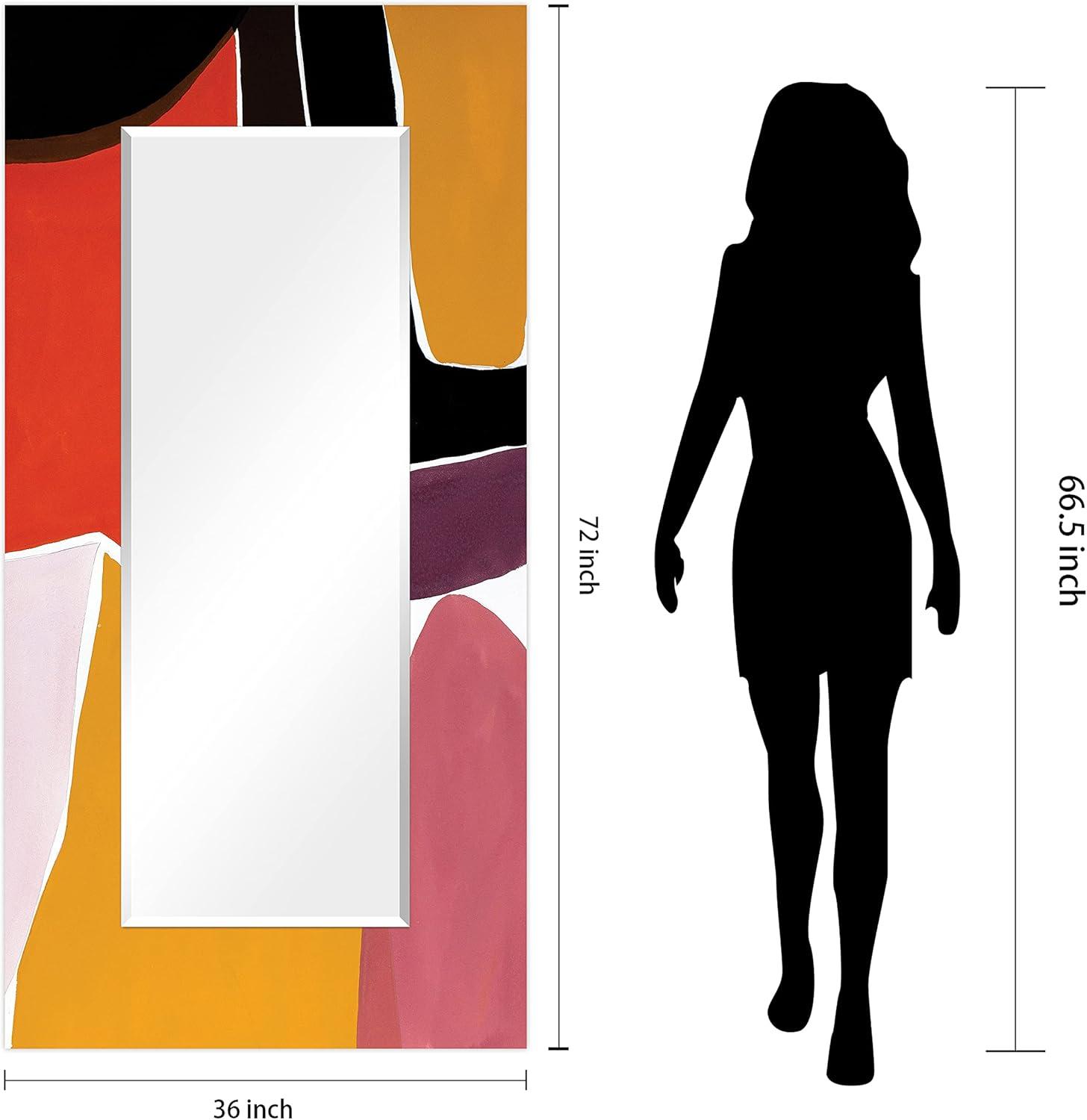 Empire Art Direct Finale I Rectangular Beveled Mirror on Free Floating Reverse Printed Tempered Art Glass, 72" x 36" x 0.4", Ready to Hang