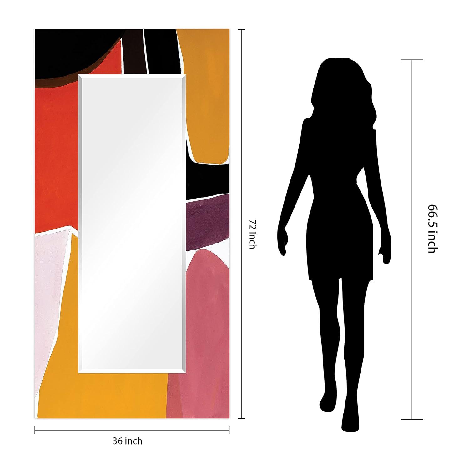 Empire Art Direct Finale I Rectangular Beveled Mirror on Free Floating Reverse Printed Tempered Art Glass, 72" x 36" x 0.4", Ready to Hang