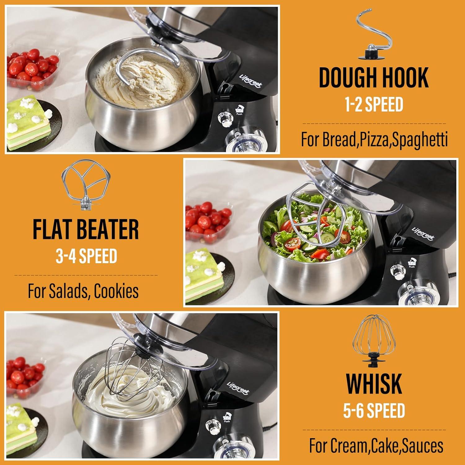 Stand Mixer, 5.3Qt 660W, 6-Speed Tilt-head Food Mixer, Electric Kitchen Portable Lightweight Mixer with Stainless Steel Bowl, Dough Hook, Whisk, Beater(Red)