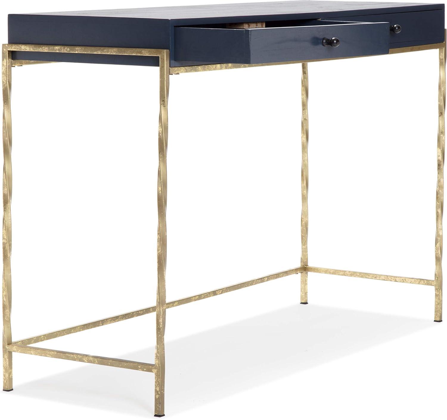 Jolie Modern Living Room Console Table Navy Blue/Gold - Adore Decor: Chic 2-Drawer Design, Glossy Finish, Metal Frame