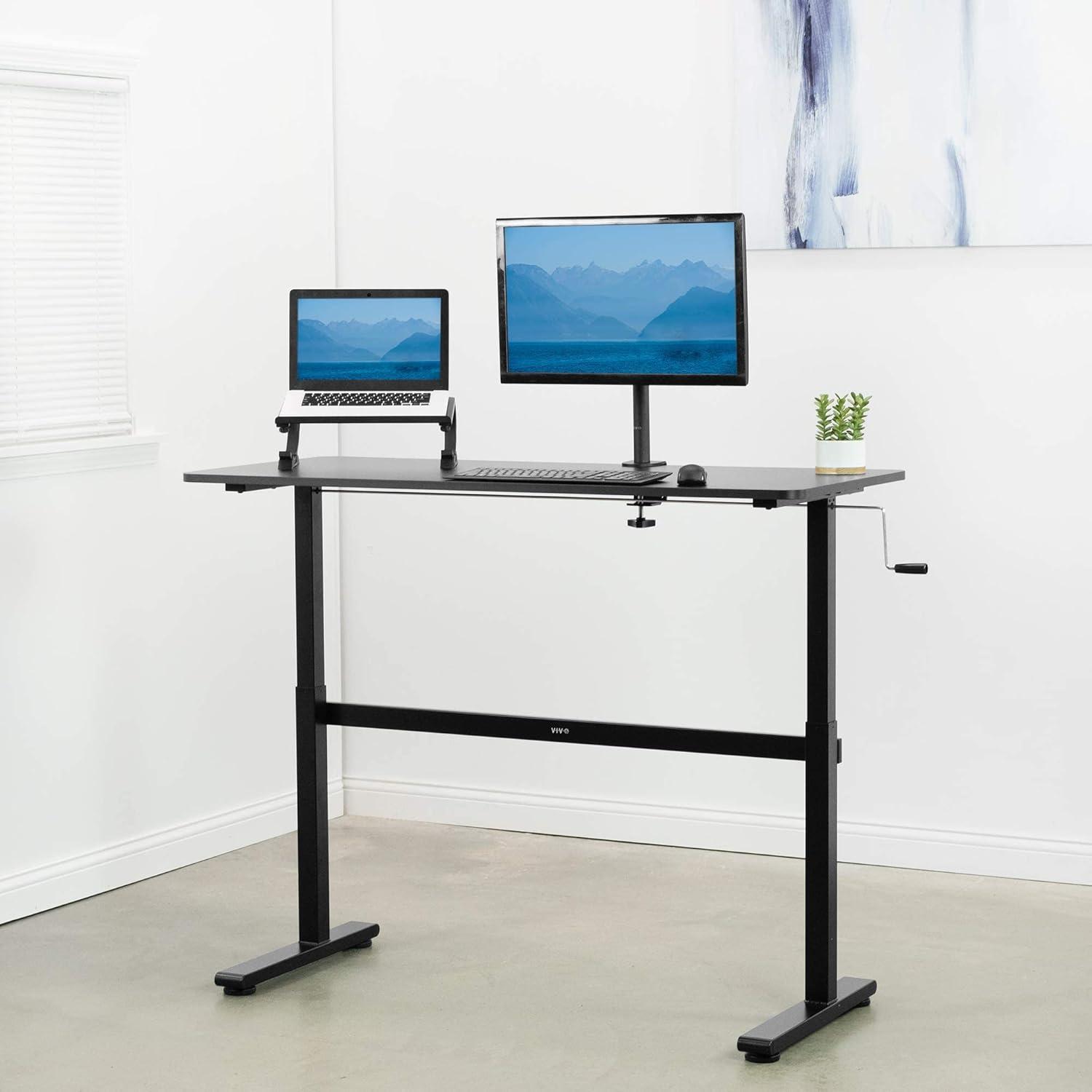 Modern Alloy Steel 55" Black Adjustable Standing Desk